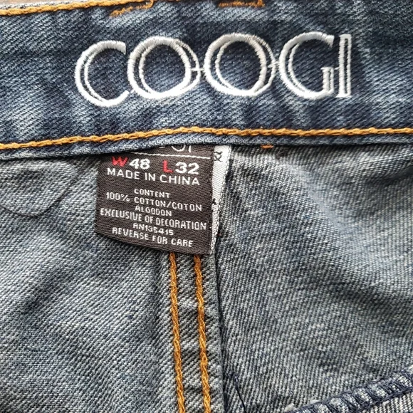 Vintage Coogi Aussie Men's Baggy Embroidered British Flag Y2K Jeans Sz 48 X 32 - Picture 10 of 13
